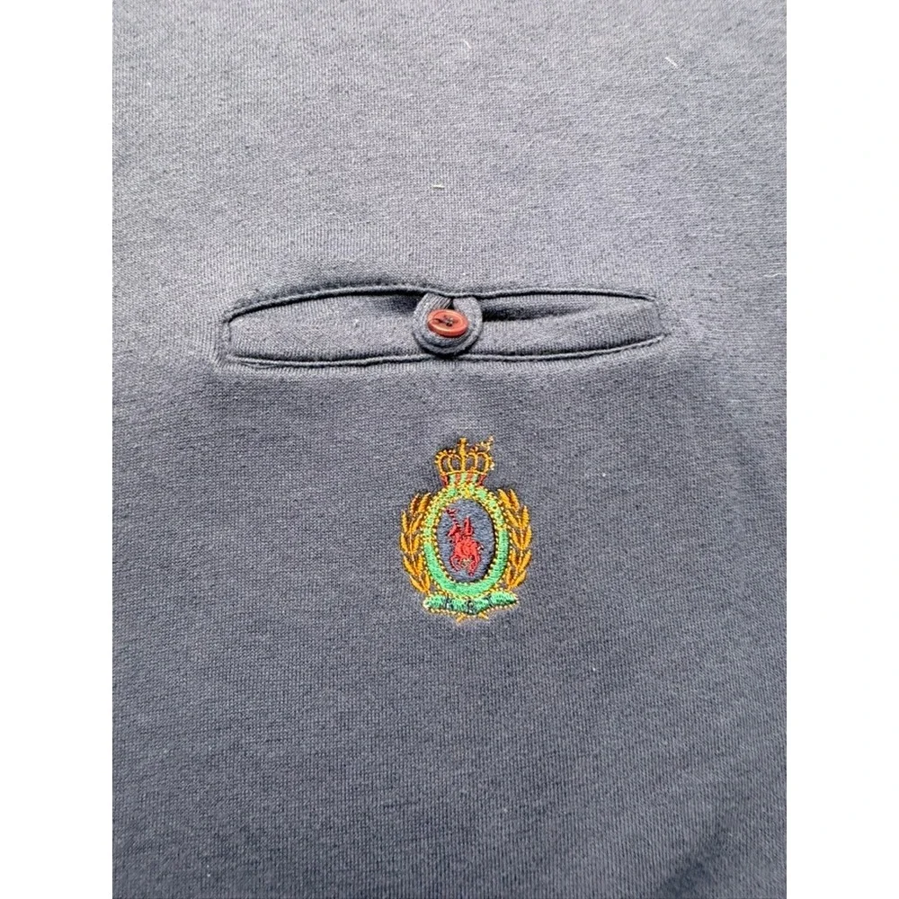 Knights of Round Table Mens Navy Blue Crest Logo Pocket Crewneck Sweatshirt L
